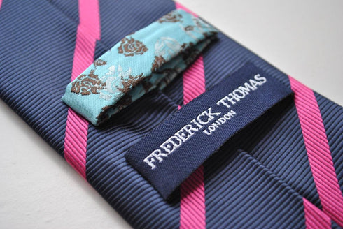 navy blue and hot pink club striped tie